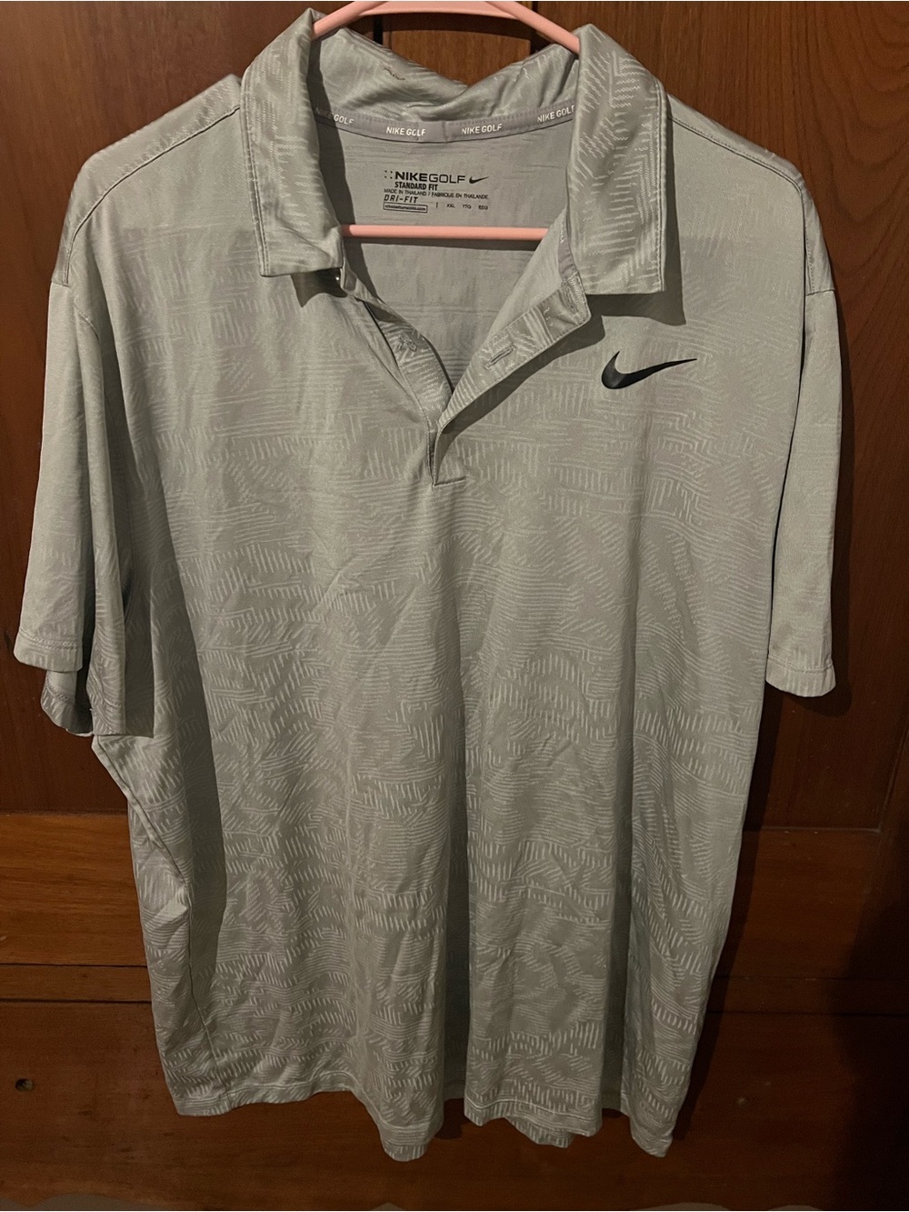 Nike Men’s Pale Gray Short Sleeve Golf Polo with Swoosh